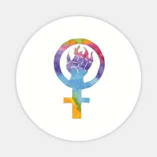 Rainbow Feminist Fist Magnet